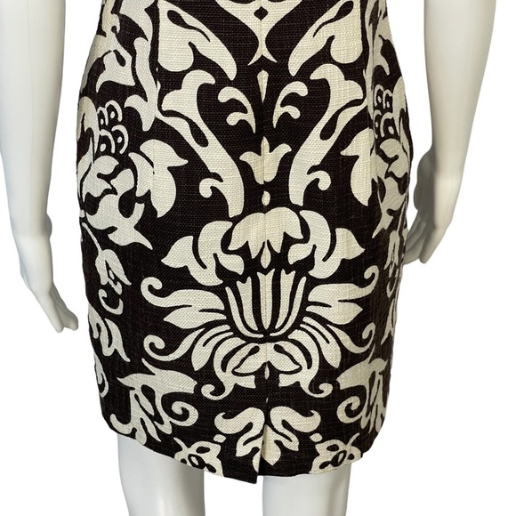 INC International Concepts Brown White Damask Floral Sleeveless Shift Dress Sz 6 - Picture 7 of 8